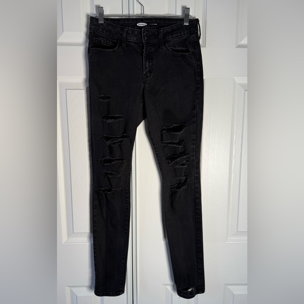 Old Navy Stylish Black Distressed Skinny Women's Jeans Size 4